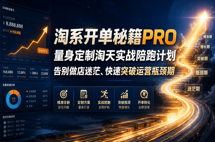 淘系开单秘籍PRO,量身定制淘天实战陪跑计划,告别做店迷茫、快速突破运营瓶颈期(2026年6月22日)-卿云社
