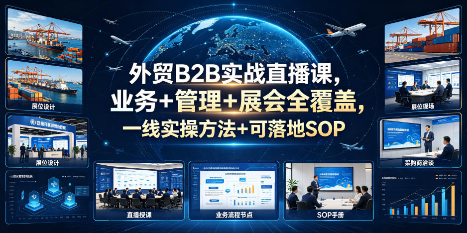 外贸B2B实战直播课,业务+管理+展会全覆盖,一线实操方法+可落地SOP-卿云社