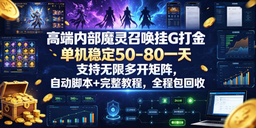 高端内部魔灵召唤挂G打金,单机稳定50-80一天,支持无限多开矩阵,自动脚本+完整教程,全程包回收【揭秘】-卿云社