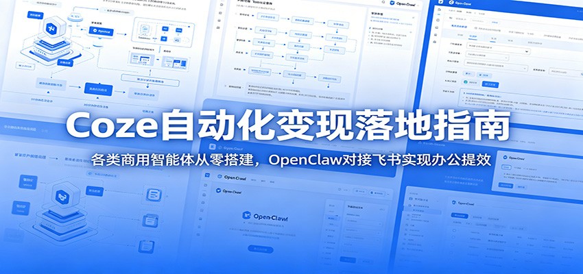 Coze自动化变现落地指南:各类商用智能体从零搭建,OpenClaw对接飞书实现办公提效-卿云社