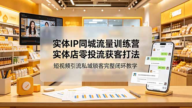 实体IP同城流量训练营:实体店零投流获客打法,短视频引流私域锁客完整闭环教学-卿云社