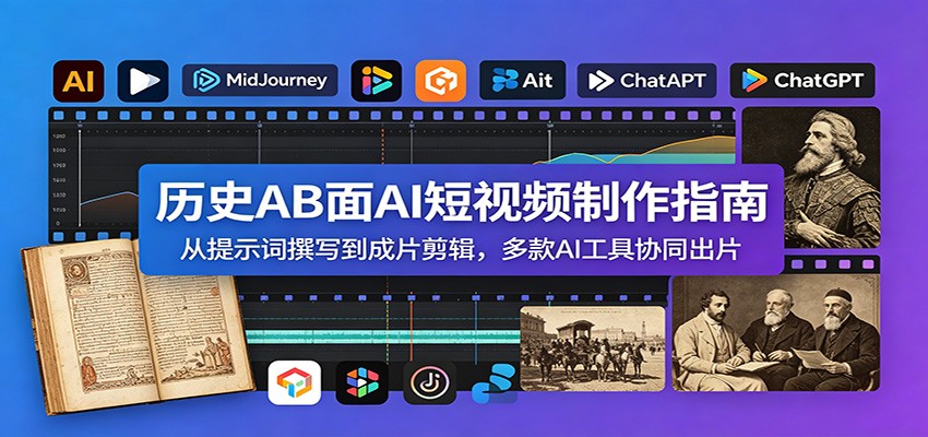 历史AB面AI短视频制作指南：从提示词撰写到成片剪辑，多款AI工具协同出片-卿云社