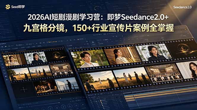 2026AI短剧漫剧学习营：即梦Seedance2.0+九宫格分镜，150+行业宣传片案例全掌握-卿云社