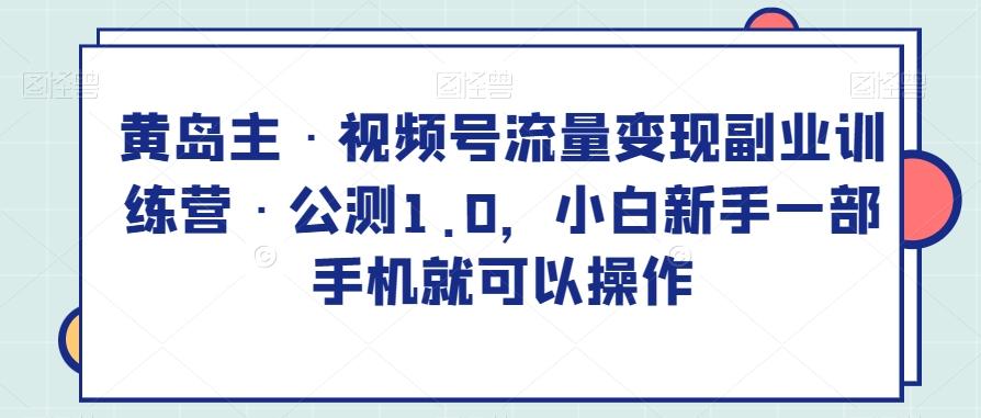 黄岛主·视频号流量变现副业训练营·公测1.0，小白新手一部手机就可以操作-卿云社