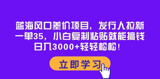 蓝海风口差价项目，发行人拉新，一单35，小白复制粘贴就能搞钱！日入30…-卿云社