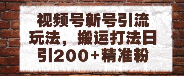视频号新号引流玩法，搬运打法日引200+精准粉，可矩阵放大【揭秘】-小艾项目网