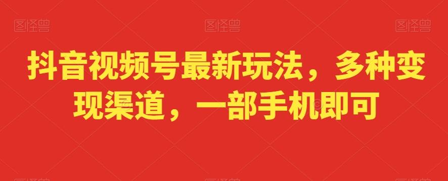抖音视频号最新玩法，多种变现渠道，一部手机即可-卿云社