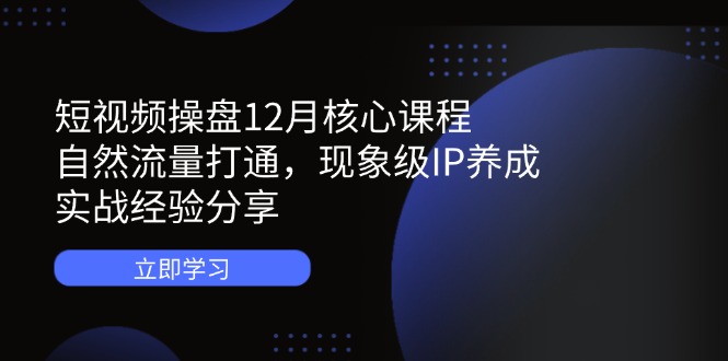 短视频操盘12月核心课程：自然流量打通，现象级IP养成，实战经验分享-卿云社