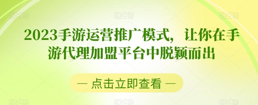 2023手游运营推广模式，让你在手游代理加盟平台中脱颖而出-卿云社