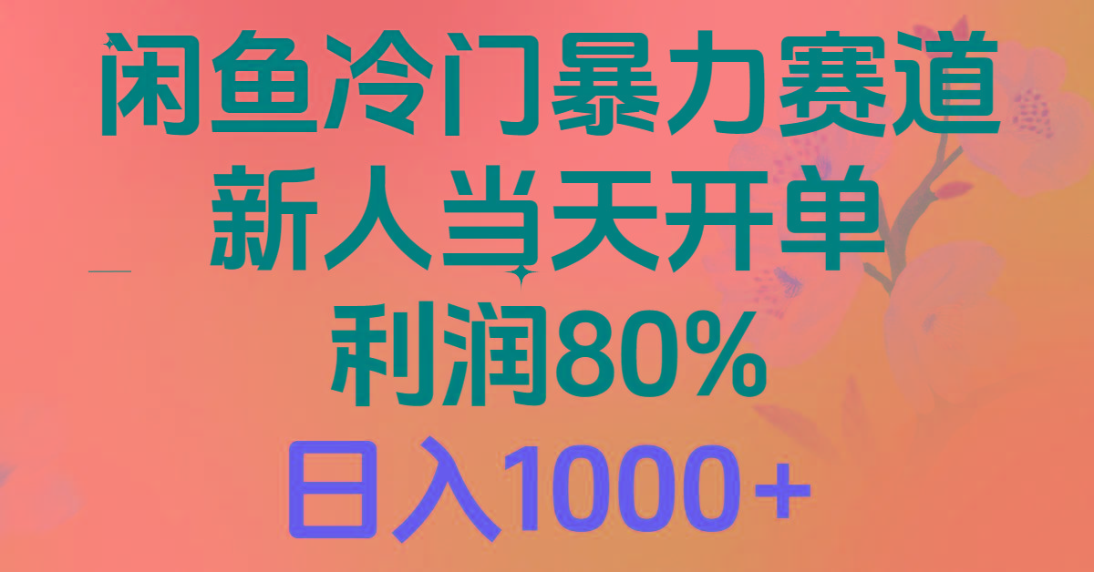 2024闲鱼冷门暴力赛道，新人当天开单，利润80%，日入1000+-卿云社