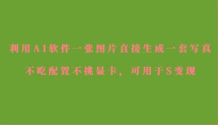 利用AI软件只需一张图片直接生成一套写真，不吃配置不挑显卡，可用于S变现-卿云社