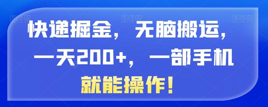 快递掘金，无脑搬运，一天200+，一部手机就能操作！-卿云社
