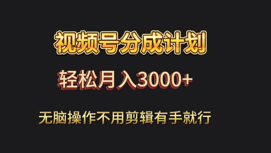 视频号流量分成，不用剪辑，有手就行，轻松月入2000+-卿云社