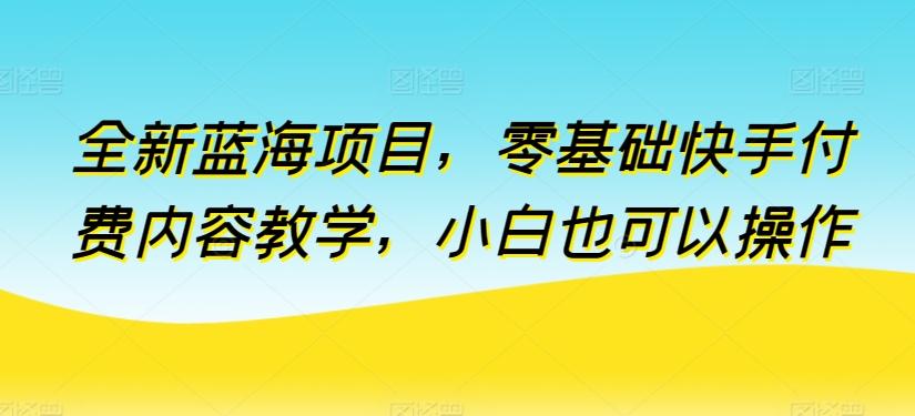 全新蓝海项目，零基础快手付费内容教学，小白也可以操作【揭秘】-卿云社