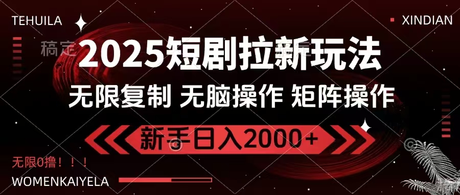 2025短剧拉新玩法，无需注册登录，无限0撸，无脑批量操作日入2000+-卿云社