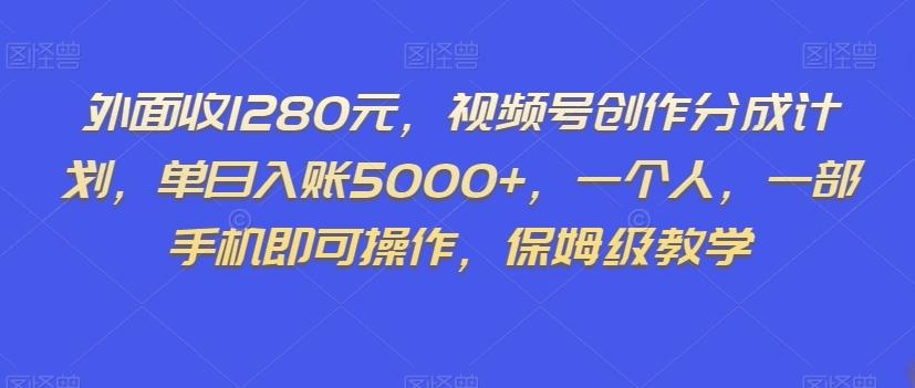 外面收1280元，视频号创作分成计划，单日入账5000+，一个人，一部手机即可操作，保姆级教学【揭秘】-卿云社