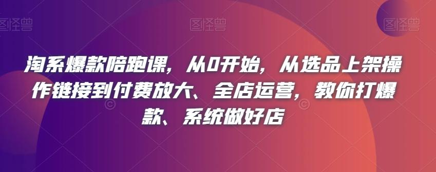 淘系爆款陪跑课，从0开始，从选品上架操作链接到付费放大、全店运营，教你打爆款、系统做好店-卿云社