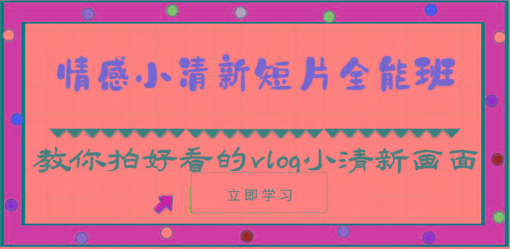 情感小清新短片全能班-教你拍好看的vlog小清新画面(30节课)-卿云社