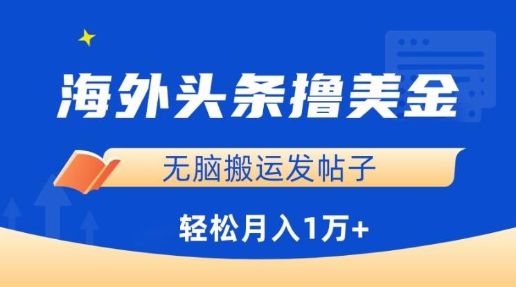海外头条撸美金，无脑搬运发帖子，月入1万+，小白轻松掌握【揭秘】-卿云社