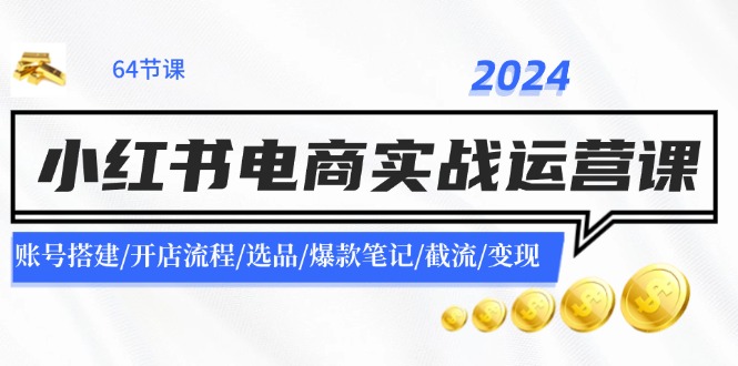 2024小红书电商实战运营课：账号搭建/开店流程/选品/爆款笔记/截流/变现-卿云社