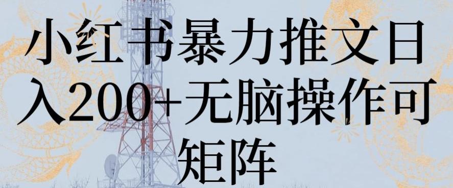 小红书暴力推文日入200+无脑操作可矩阵【揭秘】-卿云社