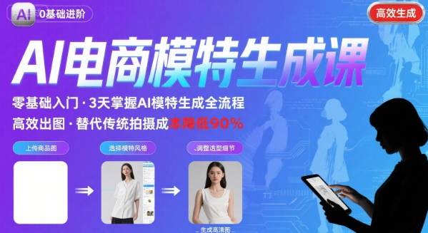 AI模特进阶课程，0基础高效生成逼真电商模特图-卿云社