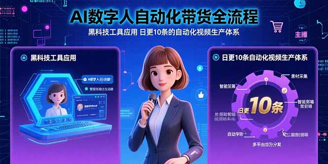 AI数字人自动化带货全流程：黑科技工具应用 日更10条的自动化视频生产体系-卿云社