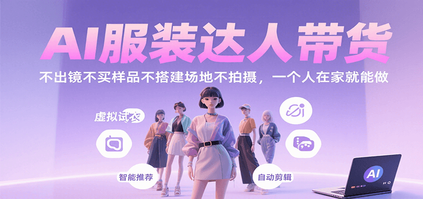 AI服装达人带货，不出镜不买样品不搭建场地不拍摄，一个人在家就能做-卿云社
