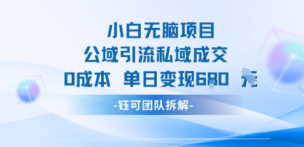小白无脑项目公域引流私域成交0成本单日变现680米-卿云社