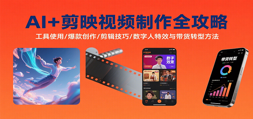 AI+剪映视频制作全攻略：工具使用/爆款创作/剪辑技巧/数字人特效与带货转型方法-卿云社