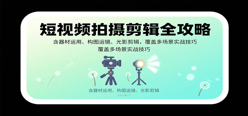 短视频拍摄剪辑全攻略：含器材运用、构图运镜、光影剪辑，覆盖多场景实战技巧-卿云社