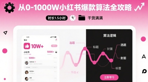 从0-1000W小红书爆款算法全攻略，时长1.5小时，干货满满-卿云社