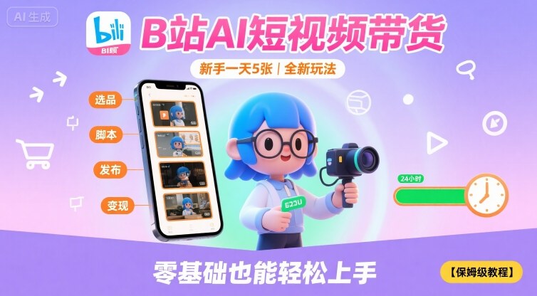 B站AI短视频带货，新手一天5张，全新玩法【保姆级教程】-卿云社
