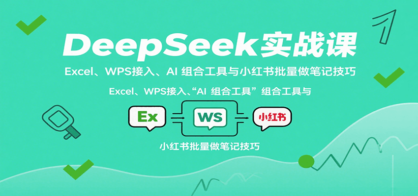 DeepSeek实战课：Excel、WPS接入、AI 组合工具与小红书批量做笔记技巧-卿云社