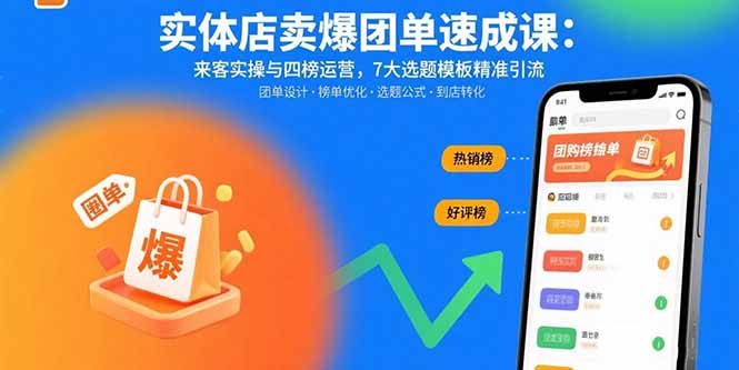 实体店卖爆团单速成课：来客实操与四榜运营，7大选题模板精准引流-卿云社
