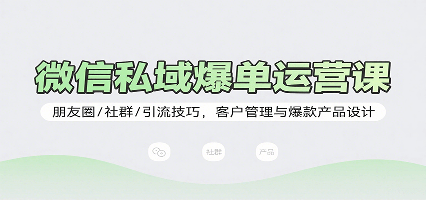 微信私域爆单运营课：朋友圈/社群/引流技巧，客户管理与爆款产品设计-卿云社