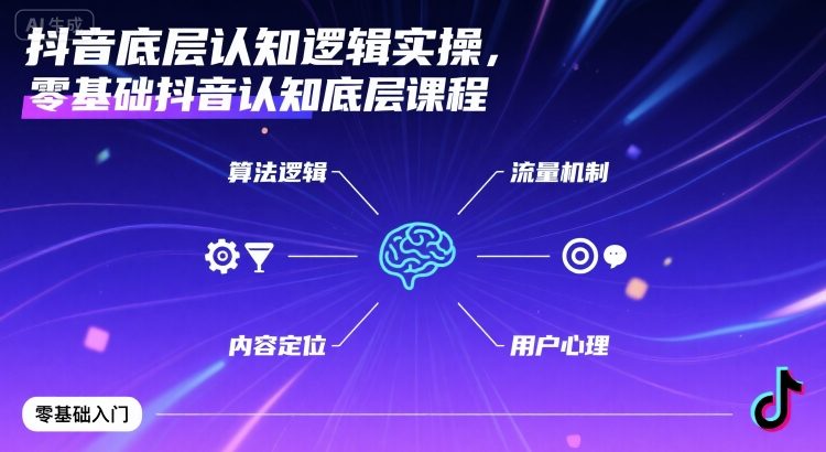 抖音底层认知逻辑实操,零基础抖音认知底层课程