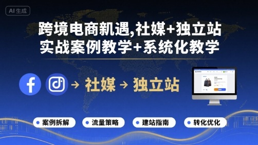 跨境电商新机遇，社媒+独立站，实战案例教学+系统化教学-卿云社