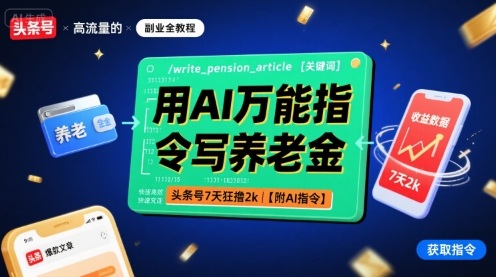 用AI万能指令写养老金，头条号7天狂撸2k【附AI指令】-卿云社