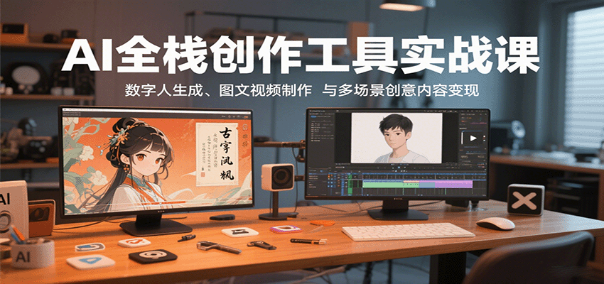 AI全栈创作工具实战课：数字人生成、图文视频制作与多场景创意内容变现-卿云社