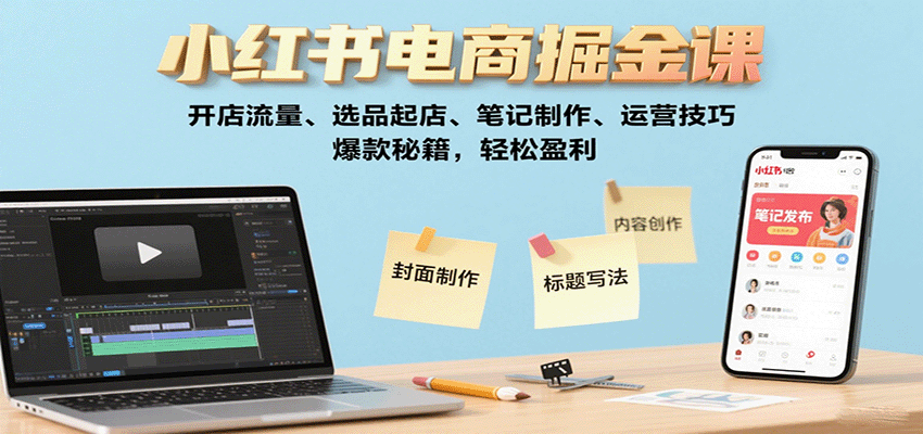 小红书电商掘金课：开店流量、选品起店、笔记制作、运营技巧，爆款秘籍，轻松盈利-卿云社
