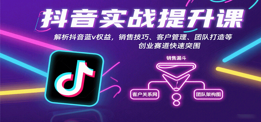 抖音实战提升课：解析抖音蓝v权益，销售技巧、客户管理、团队打造等创业赛道快速突围-卿云社