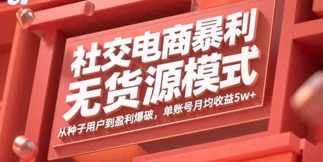 社交电商暴利无货源模式：从种子用户到盈利爆破，单账号月均收益5w+-卿云社