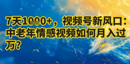 7天收益1k+，视频号新风口：中老年情感视频如何月入过W?-卿云社