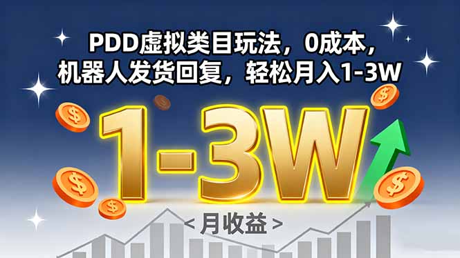 PDD虚拟类目玩法，0成本，机器人发货回复，轻松月入1-3W-卿云社