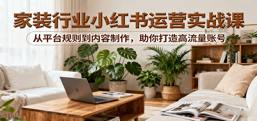 小红书家装行业运营实战课：从平台规则到内容制作，助你打造高流量账号-卿云社