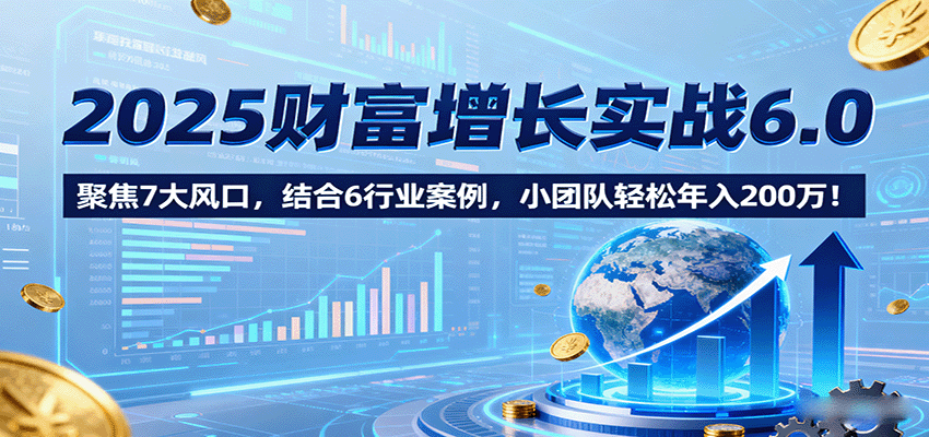 2025财富增长实战6.0，聚焦7大风口，结合6行业案例，小团队轻松年入200万！-卿云社