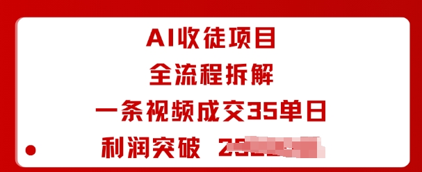 AI收徒项目全流程拆解一条视频成交35单日利润突破1k+-卿云社