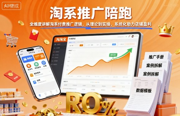 淘系推广陪跑，全维度讲解淘系付费推广逻辑，从理论到实操，系统化助力店铺盈利-卿云社
