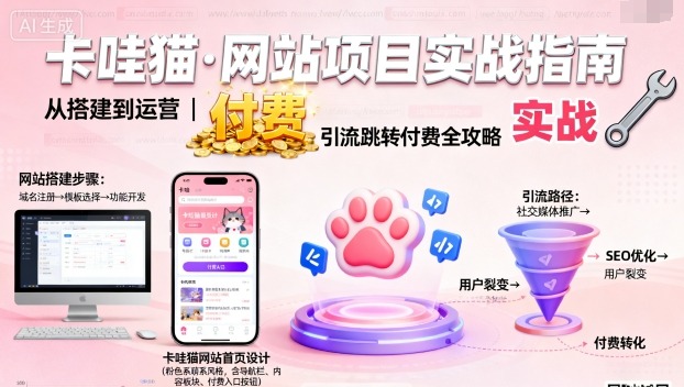 卡哇猫·网站项目，网站搭建与运营以及引流跳转付费-卿云社